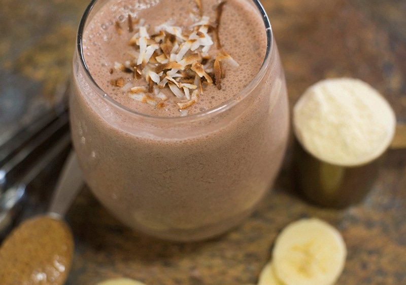 photo of Chocolate Banana Coconut Protein Smoothie
